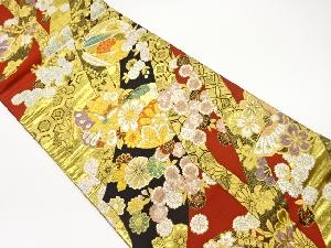 鬘帯に蝶・花々模様織出し袋帯